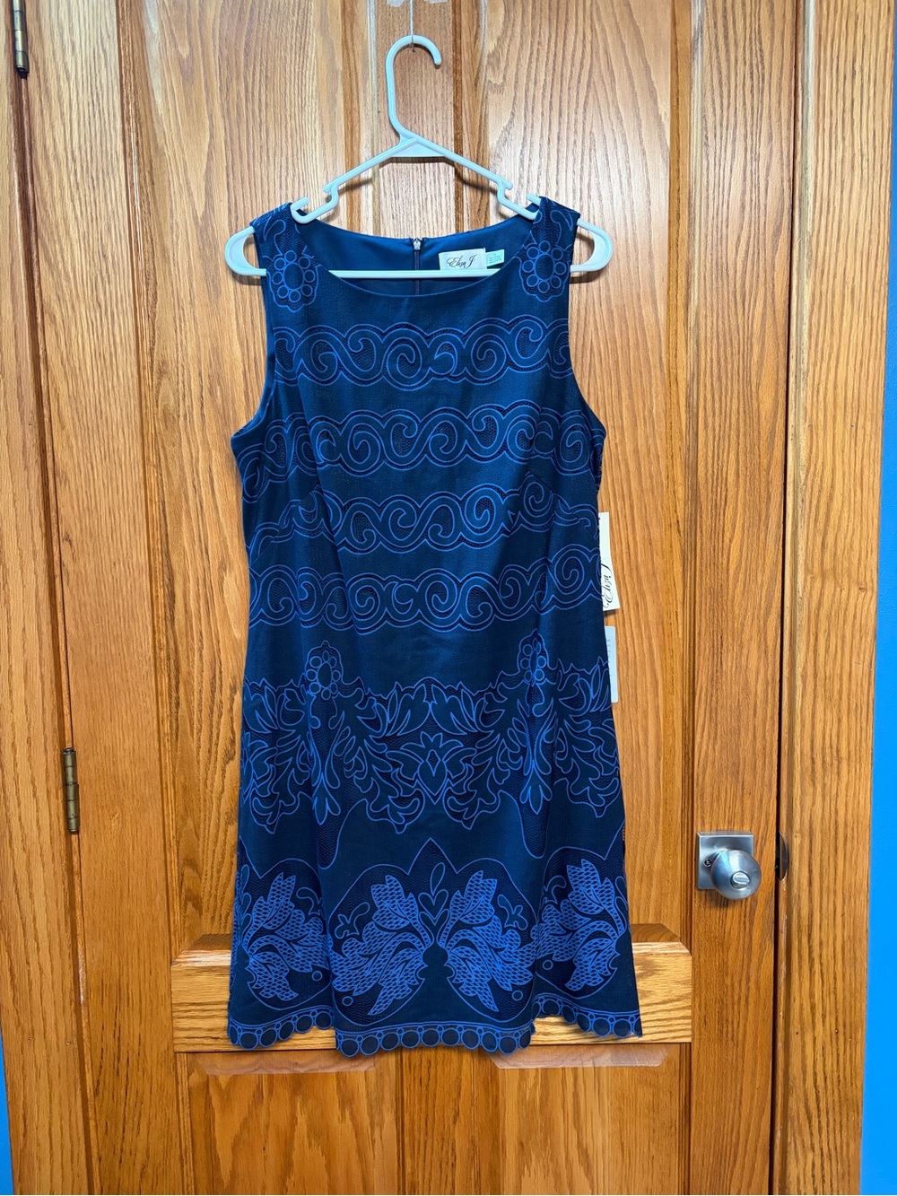 Eliza J Navy Embroidered Sleeveless Mini Dress